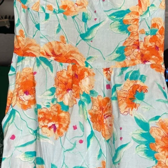 Floral Print Dress in Orange and Teal (NWT) Size Small - Picture 1 of 2